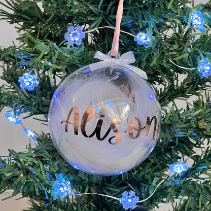 Acrylic Bauble with Feathers