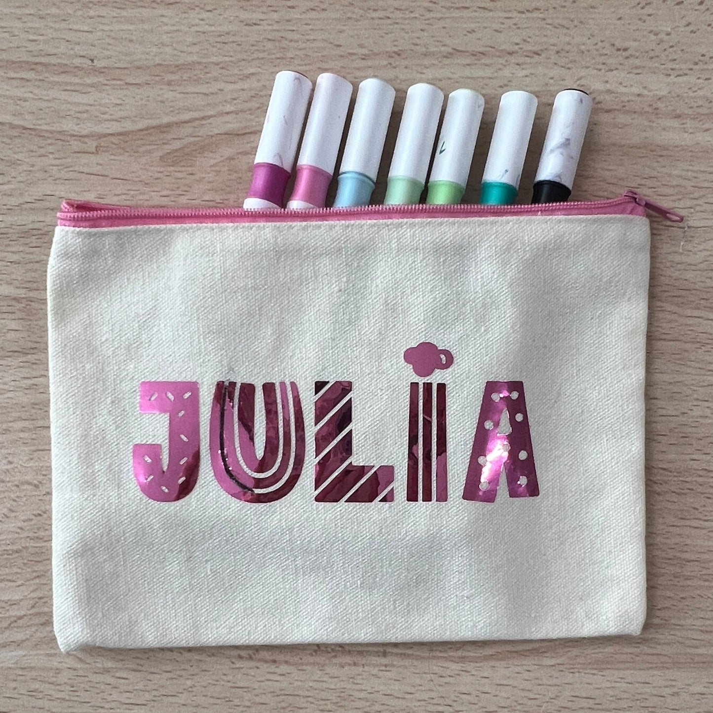 Canvas Pouch with Chrome Writing