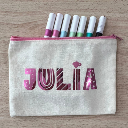 Canvas Pouch with Chrome Writing