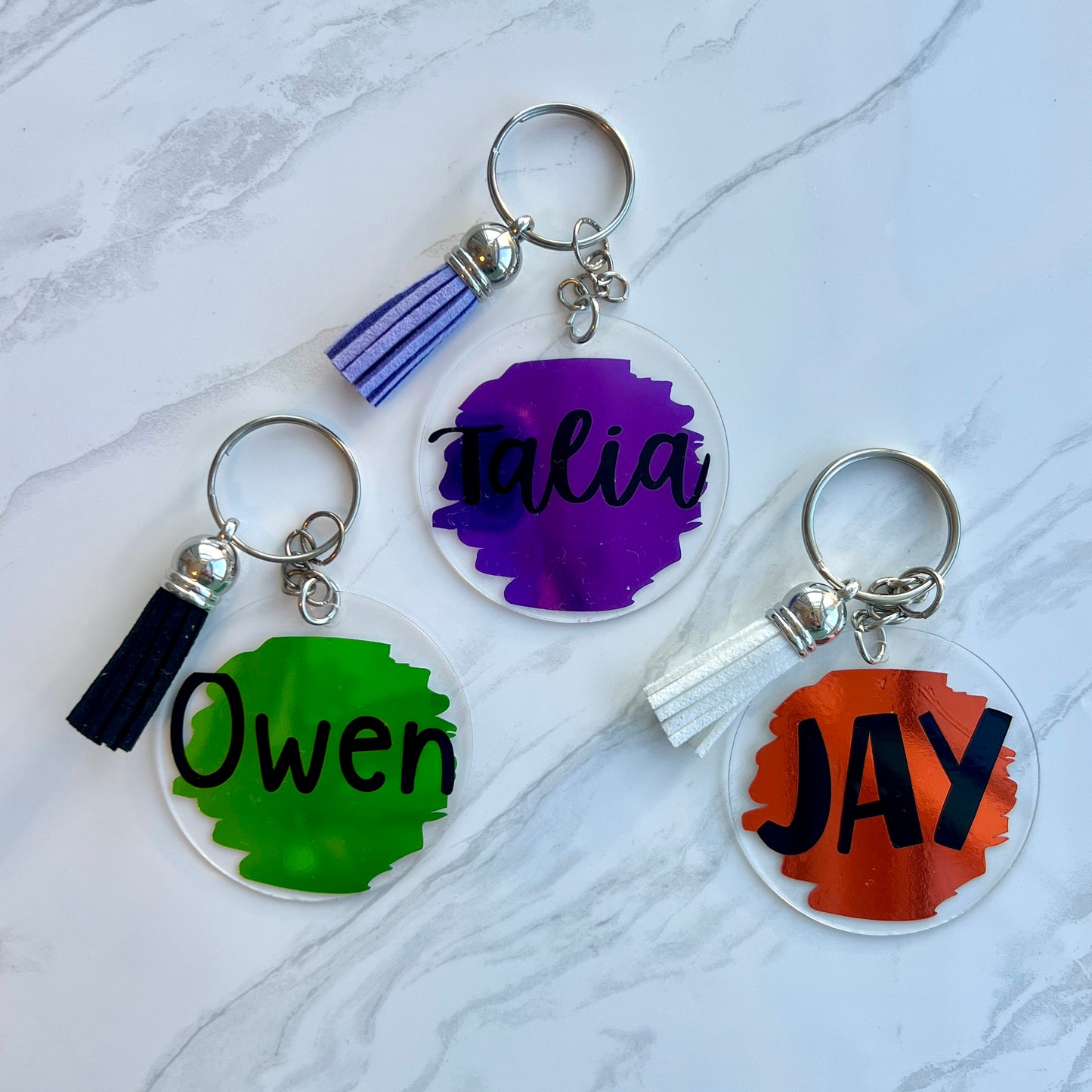 Acrylic Keyring with Paint Splatter