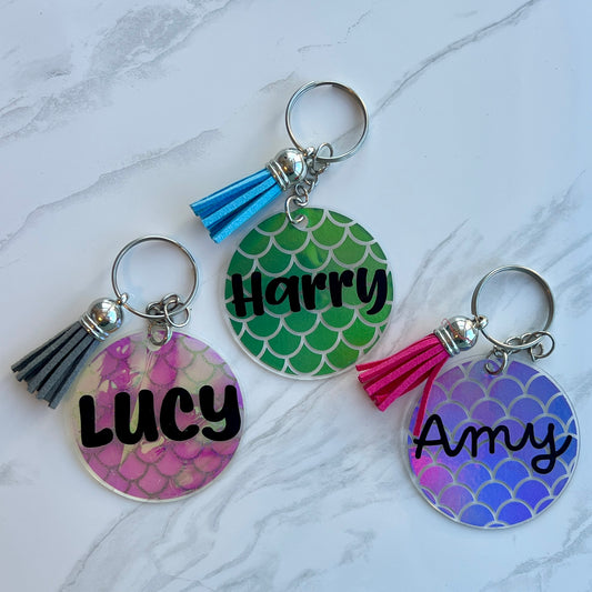 Acrylic Keyring with Mermaid Scales