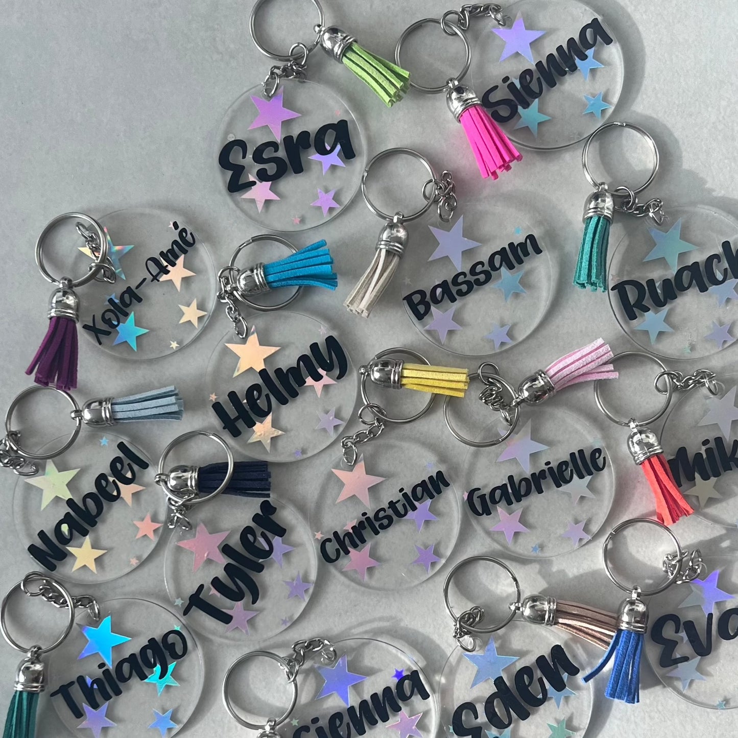 Acrylic Keyring with Stars