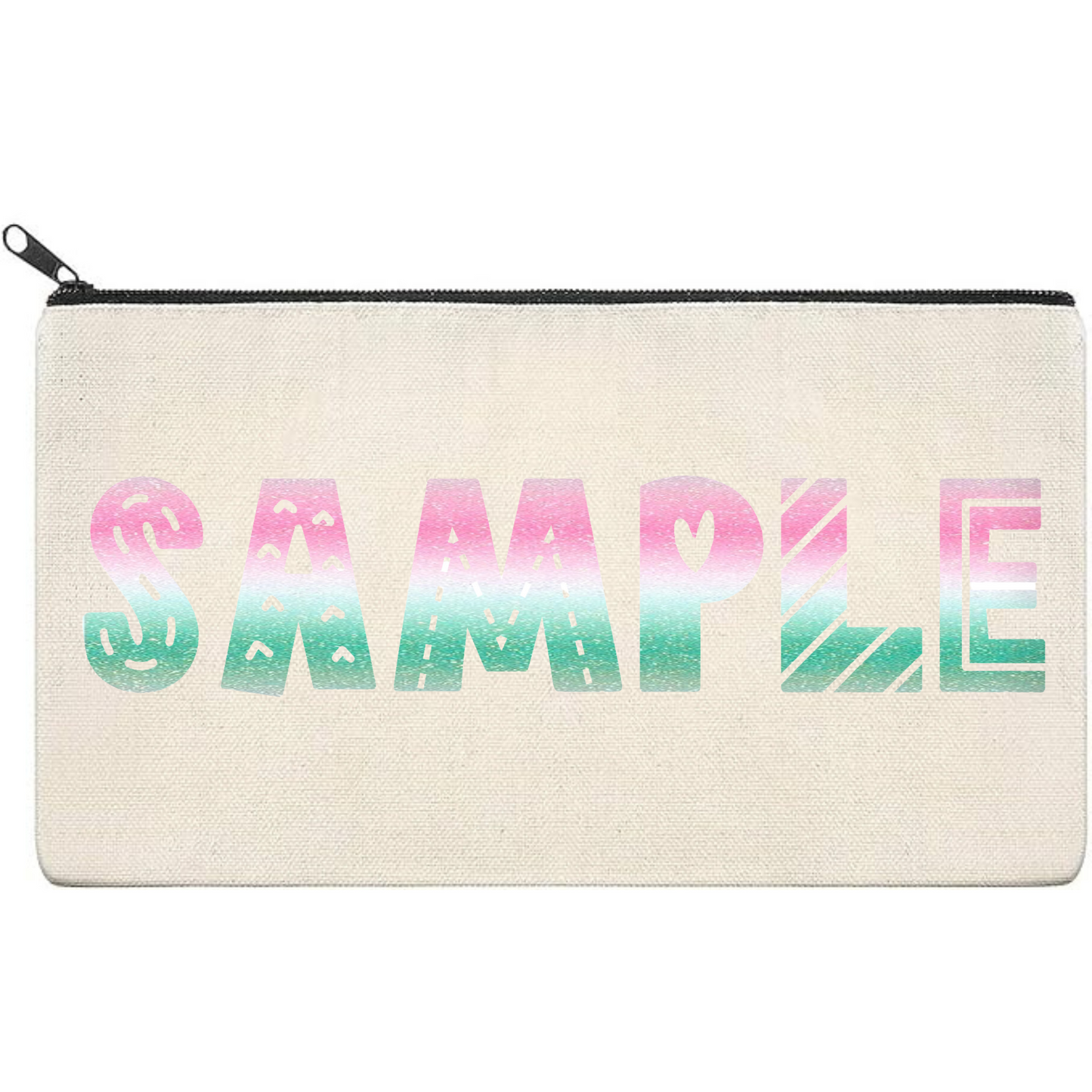 Canvas Pouch with Patterned Writing