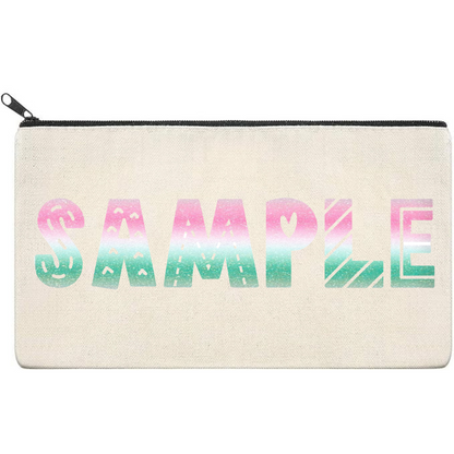 Canvas Pouch with Patterned Writing