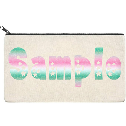 Canvas Pouch with Patterned Writing