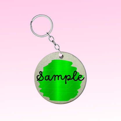 Wooden Keyring with Paint Splatter