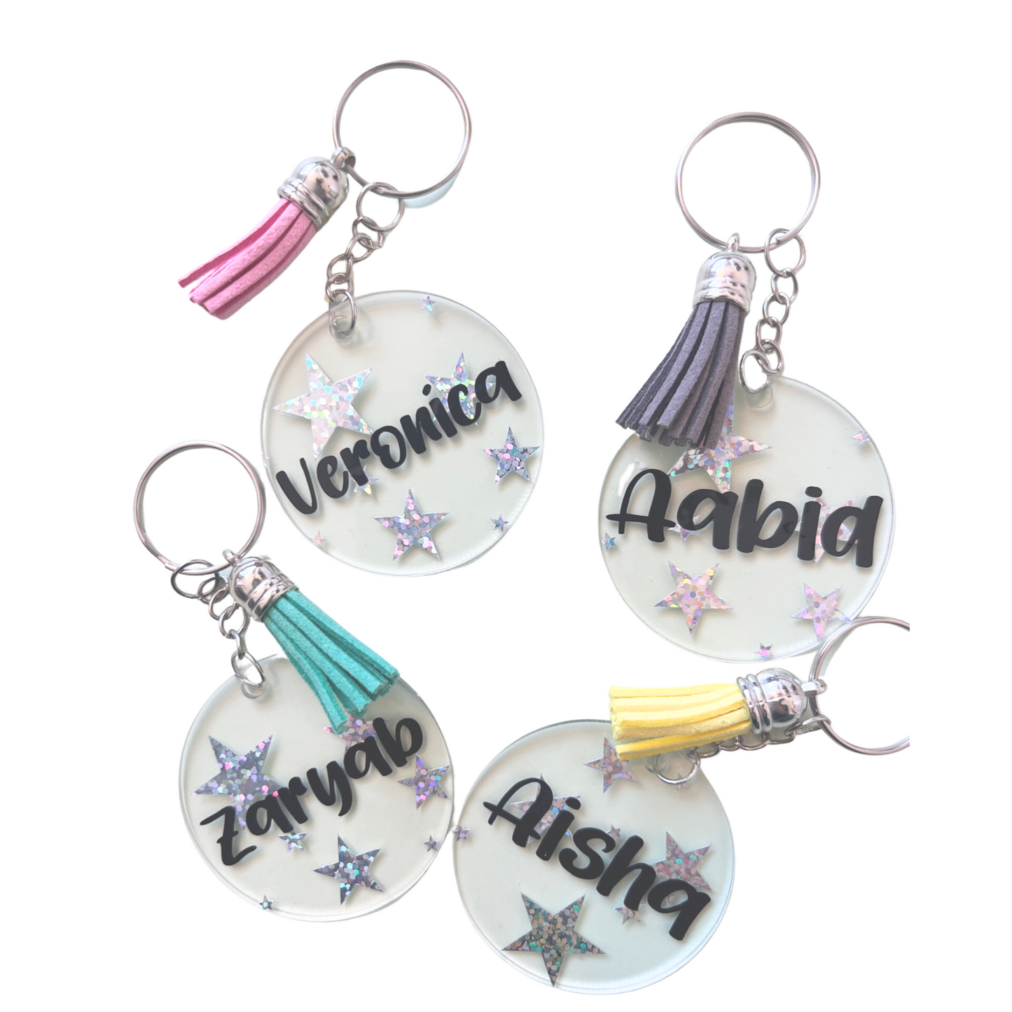 Acrylic Keyring with Stars