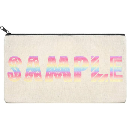 Canvas Pouch with Patterned Writing