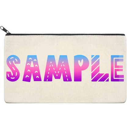 Canvas Pouch with Patterned Writing