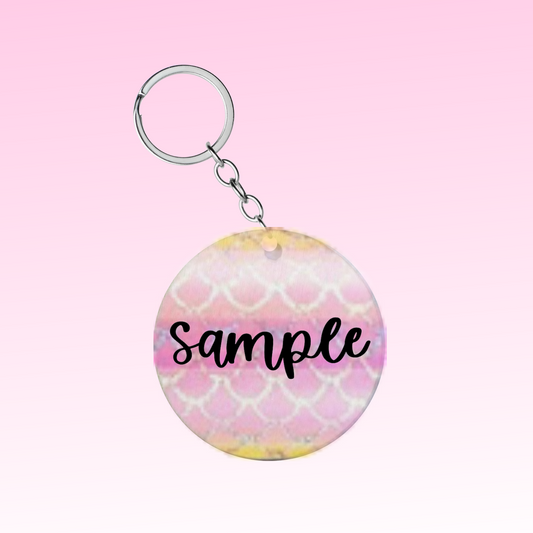 Wooden Keyring with Mermaid Scales