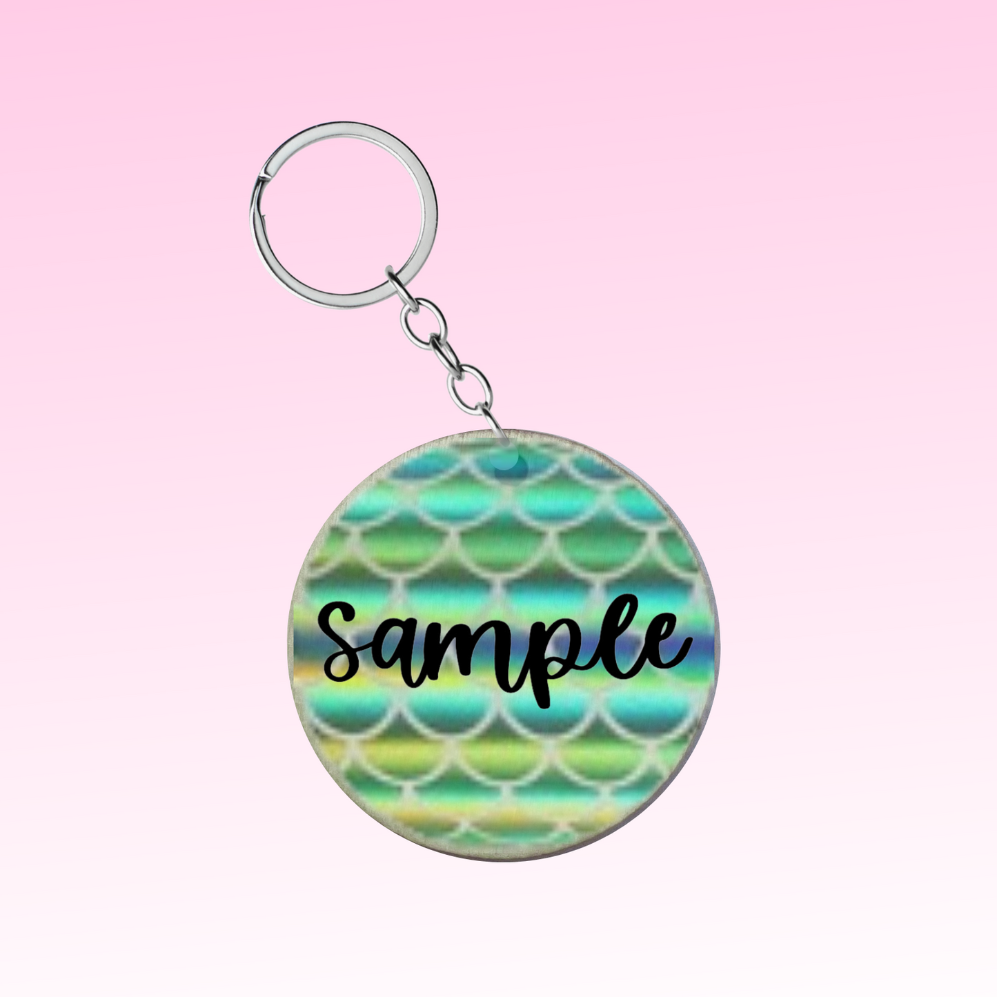 Wooden Keyring with Mermaid Scales