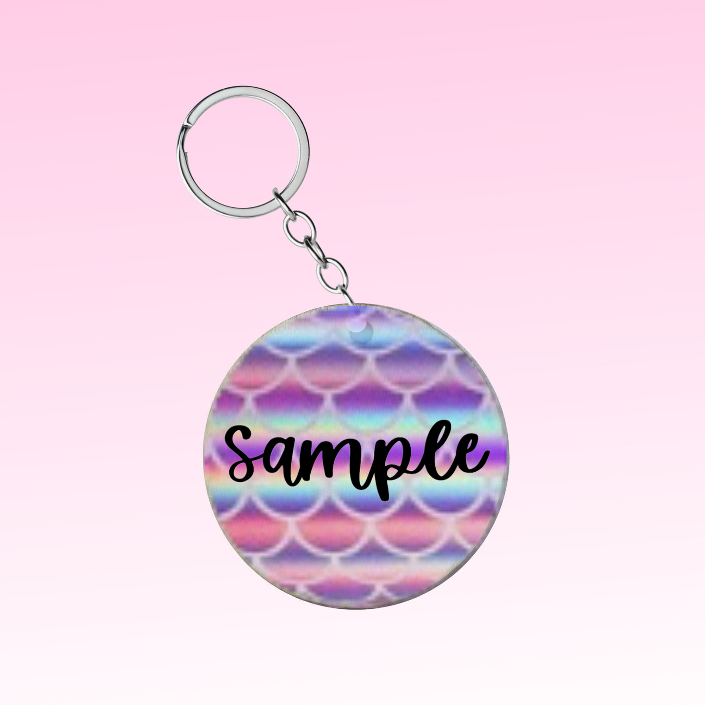 Wooden Keyring with Mermaid Scales