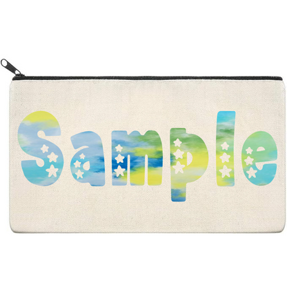 Canvas Pouch with Patterned Writing