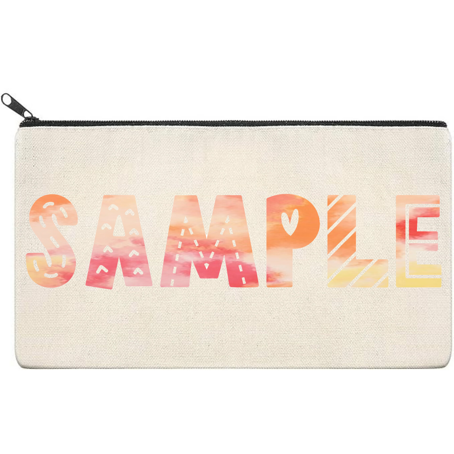 Canvas Pouch with Patterned Writing