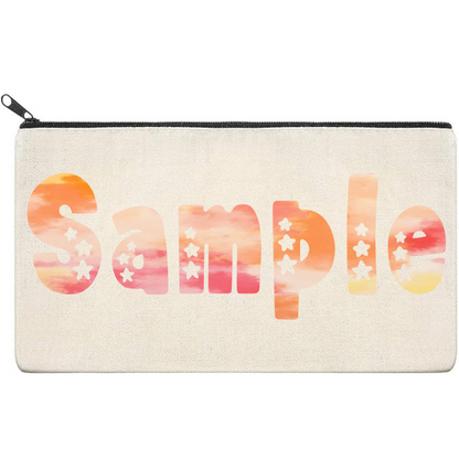 Canvas Pouch with Patterned Writing