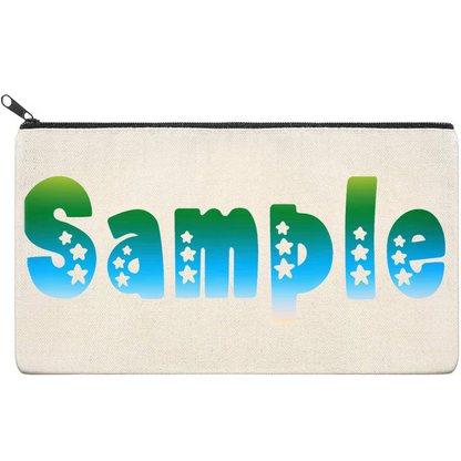 Canvas Pouch with Patterned Writing