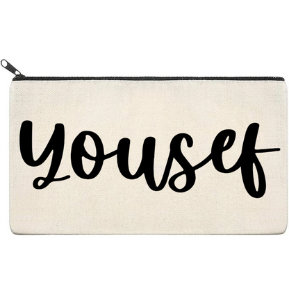 Canvas Pouch with Glitter Writing